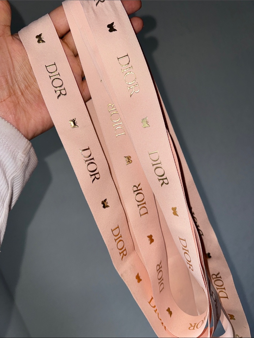 Dior Blush Pink Ribbon with Gold Logos